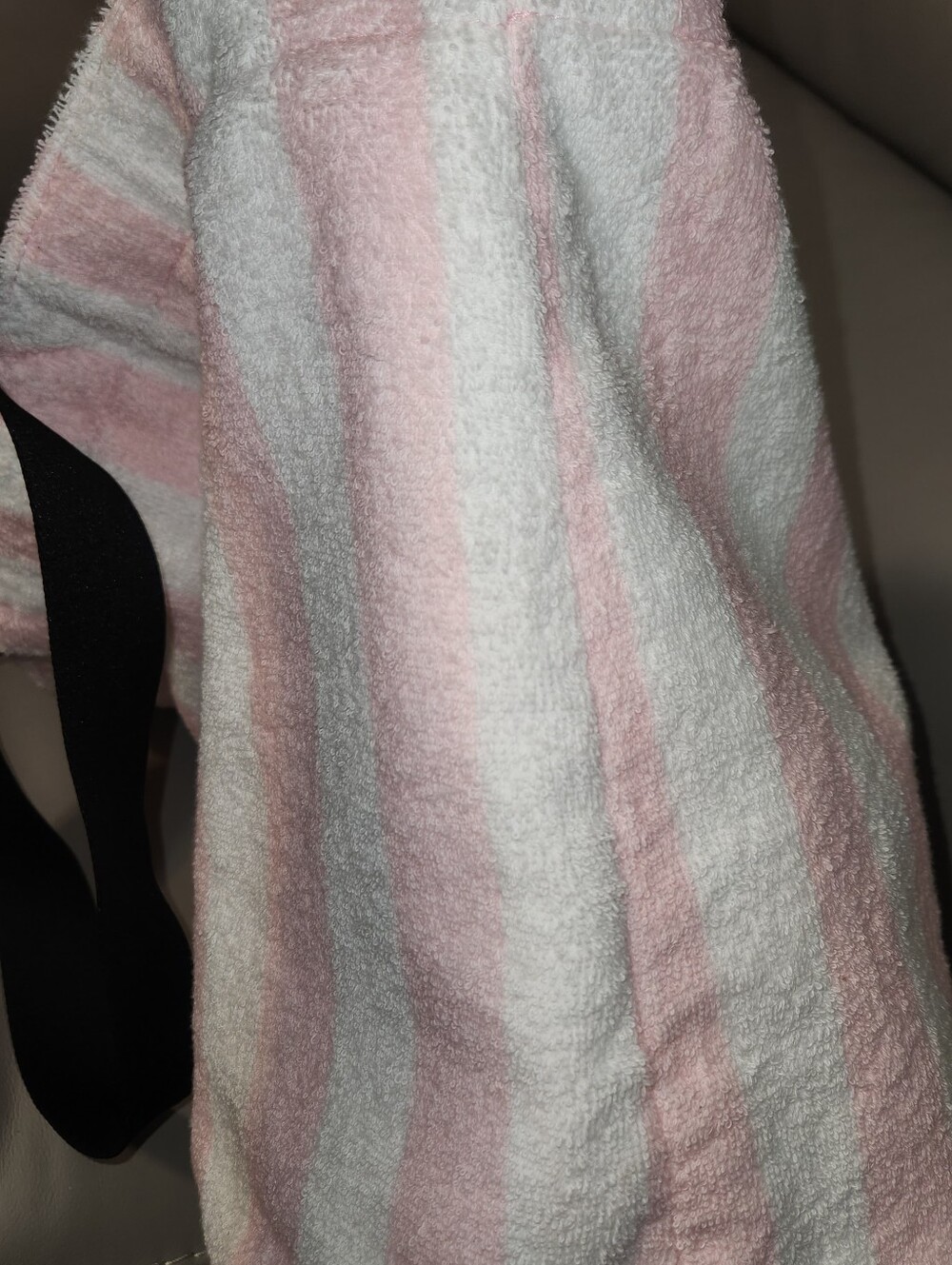 Victorias Secret Angel Pink White Black Striped Terrycloth Totebag NEW - Picture 6 of 10
